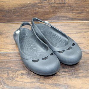 Crocs Jayna Ballet Flats Women's Size 9 Black Cutout Slip On Slingback